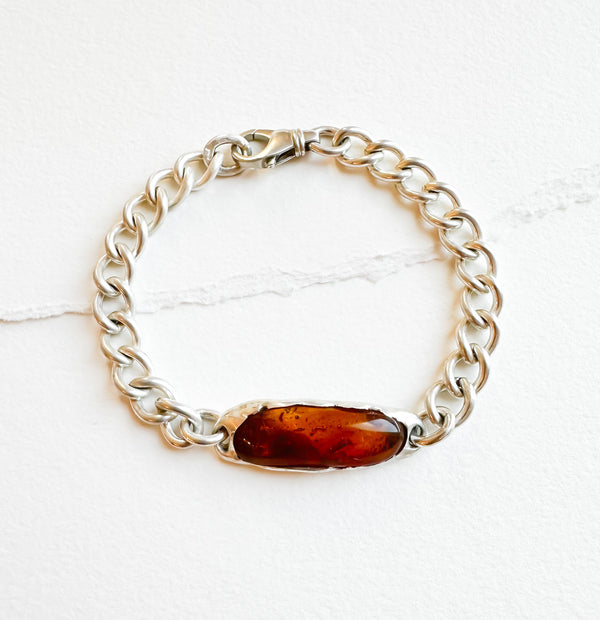 Amber ID Bracelet in Silver