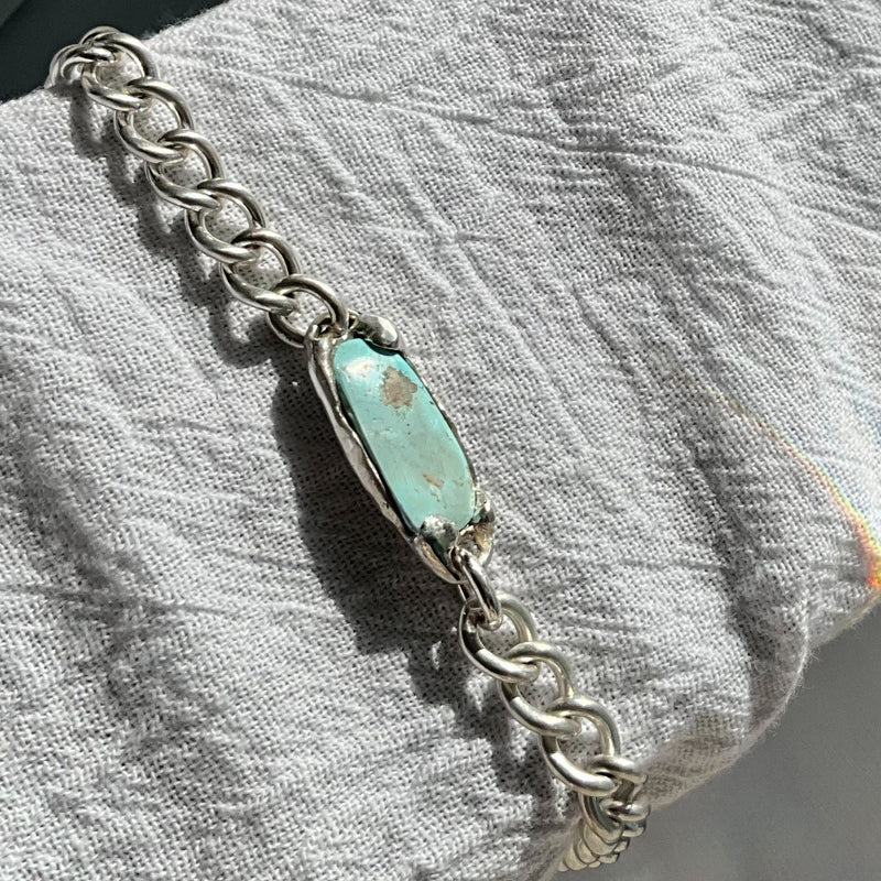 Turquoise ID Bracelet in Silver