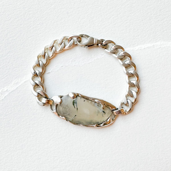 Agate Druzy ID Bracelet in Silver