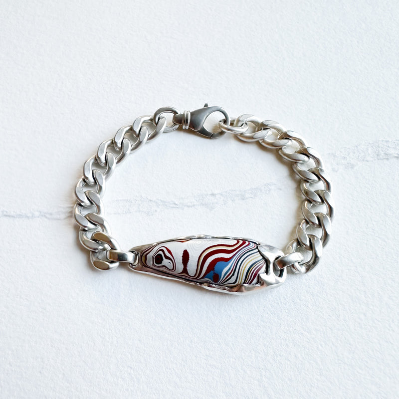 Fordite ID Bracelet #3 in Silver