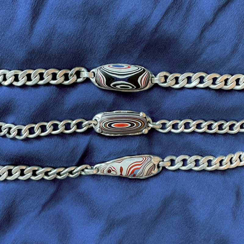 Fordite ID Bracelet #2 in Silver