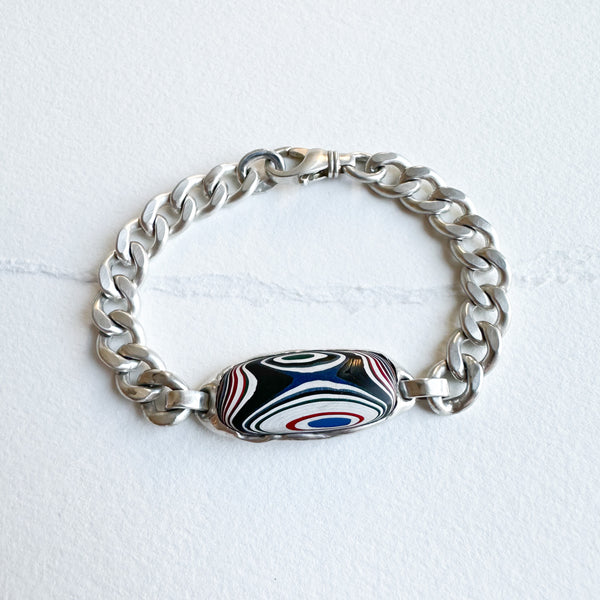 Fordite ID Bracelet #2 in Silver