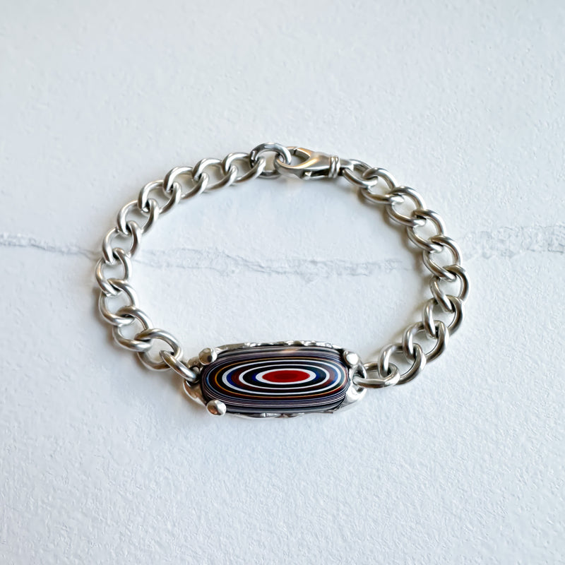 Fordite ID Bracelet #1 in Silver