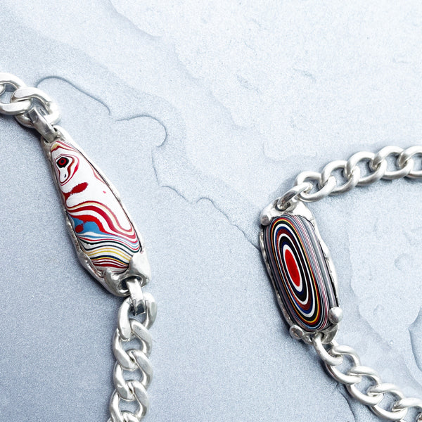 Fordite ID Bracelet #2 in Silver