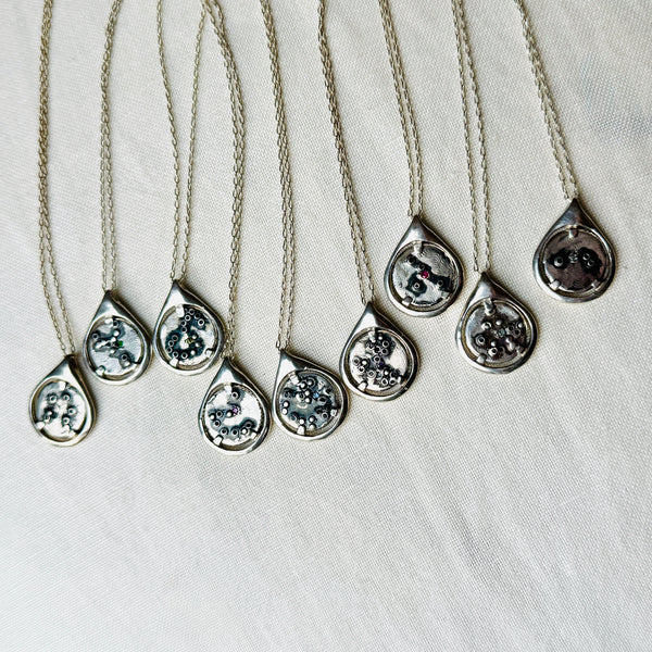 Silver Zodiac Coin Tear Necklace