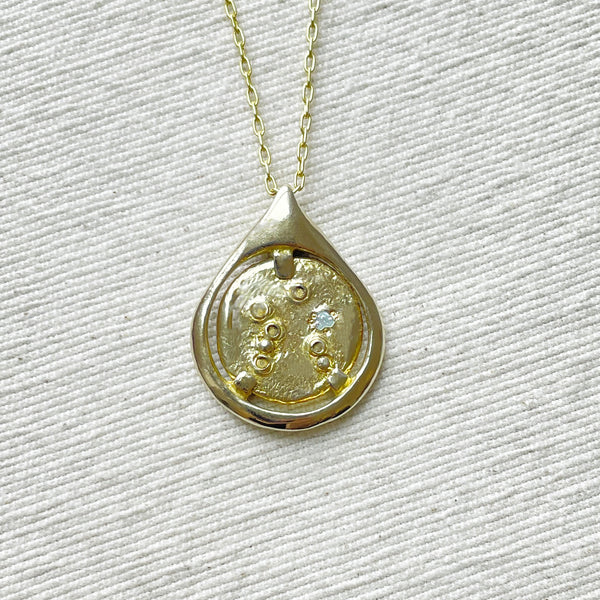 Libra Coin Tear Necklace solid 14k