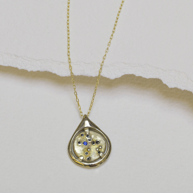 Virgo Coin Tear Necklace solid 14k gold