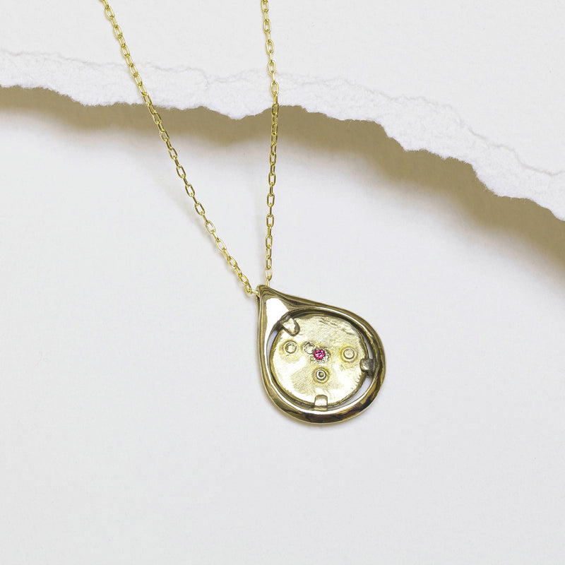 Cancer Coin Tear Necklace solid 14k gold