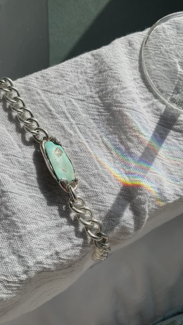 Turquoise ID Bracelet in Silver
