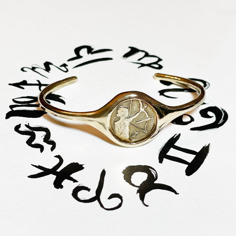 Signet Zodiac Coin Cuff Bracelet