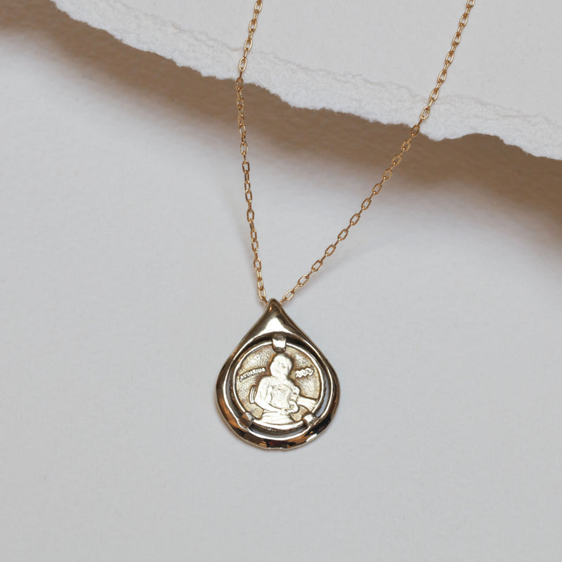 Aquarius Coin Tear Necklace