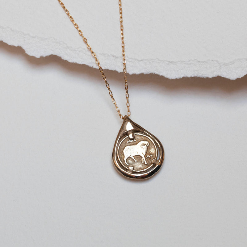 Aries Coin Tear Zodiac Necklace