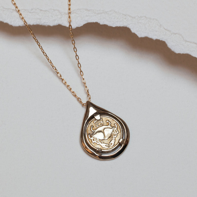 Cancer Coin Tear Necklace