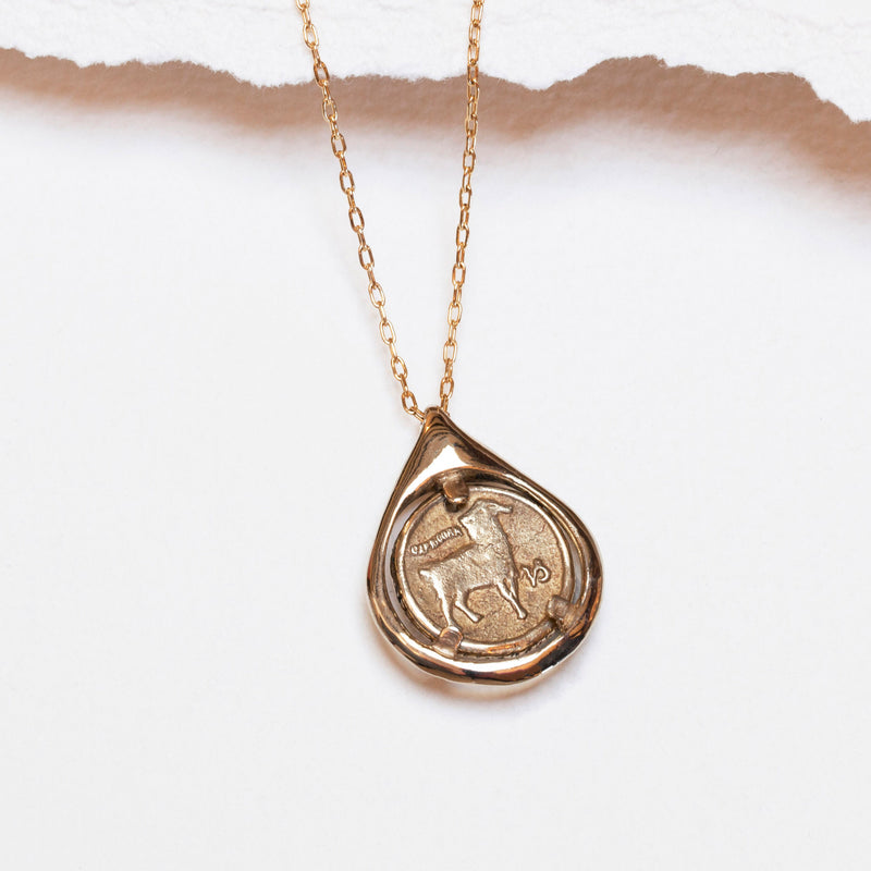 Capricorn Coin Tear Necklace