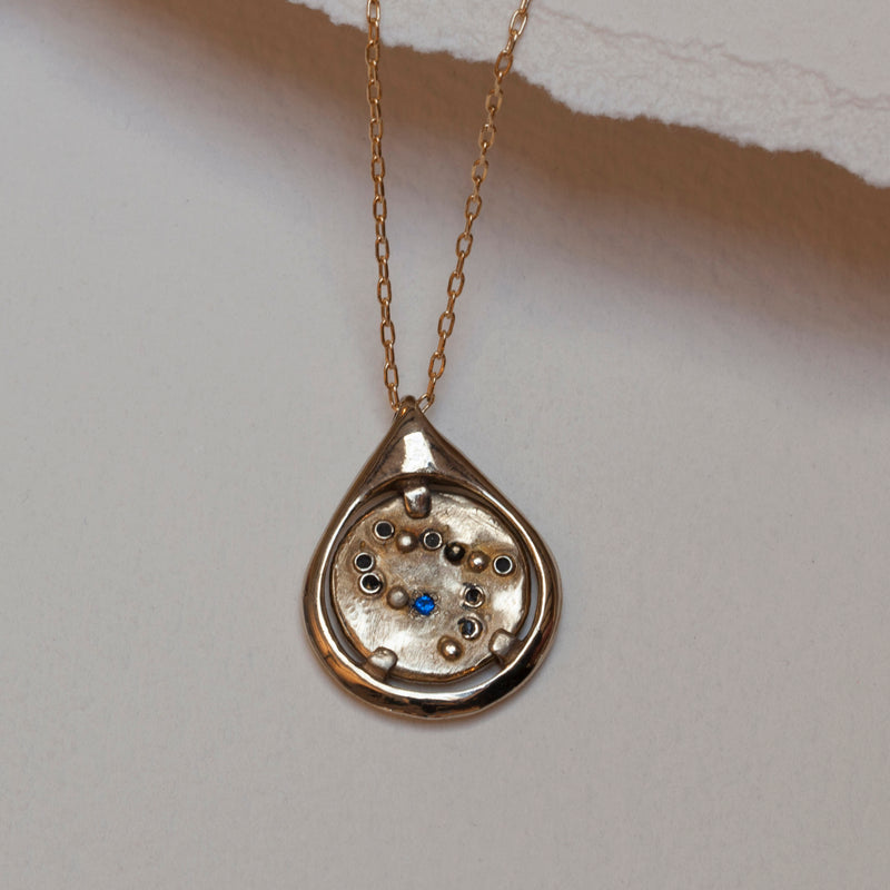 Gemini Coin Tear Necklace soild 14k gold