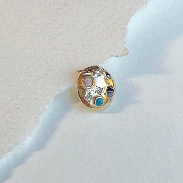 14k gold stoned moon charm