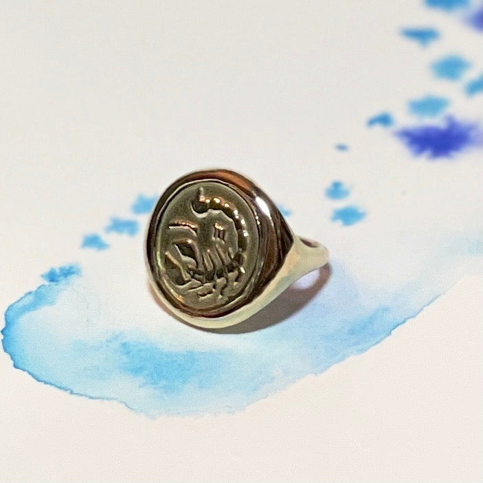 Solid gold Zodiac signet ring