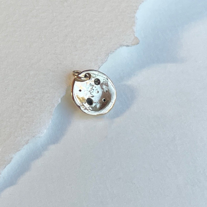 14k gold stoned moon charm