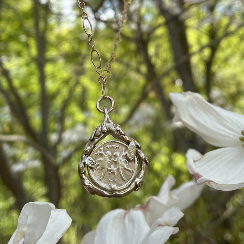 Garden tear zodiac coin necklace