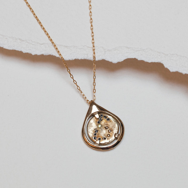 Scorpio Coin Tear Necklace solid 14k gold