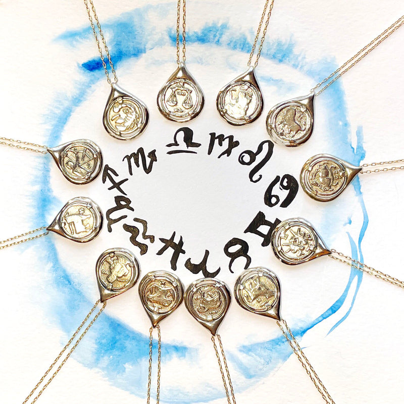 Libra Coin Tear Necklace solid 14k