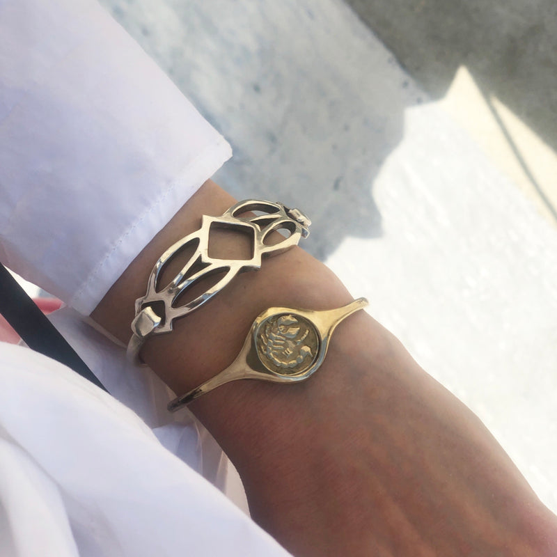 Signet Zodiac Coin Cuff Bracelet