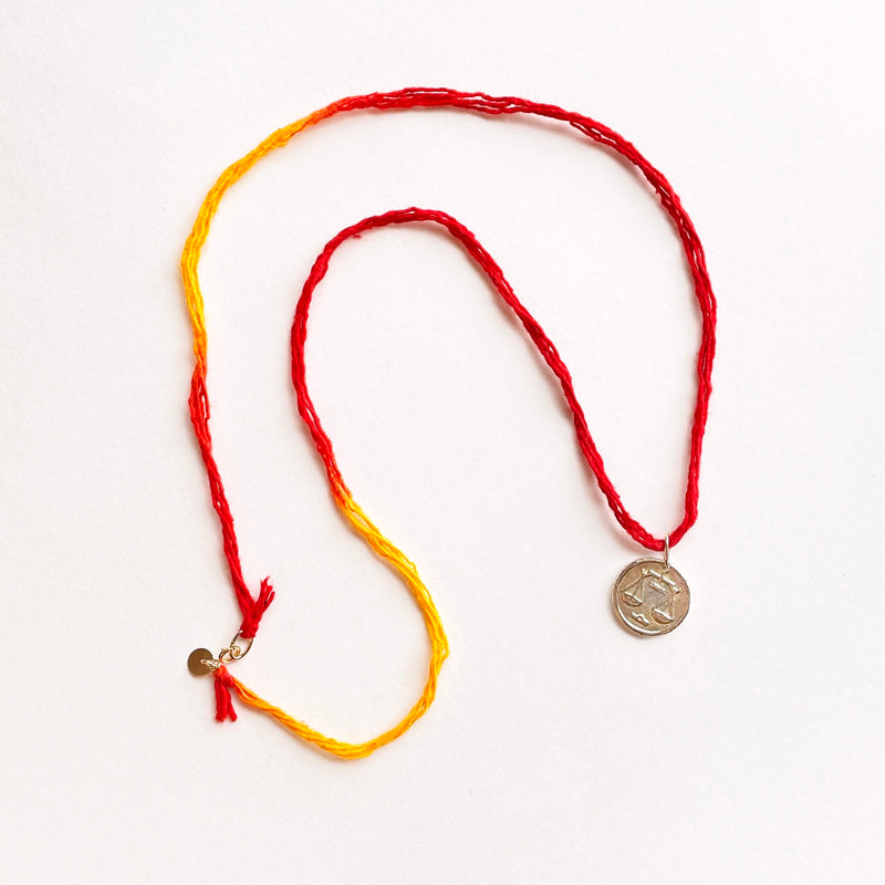 Prayer zodiac coin necklace