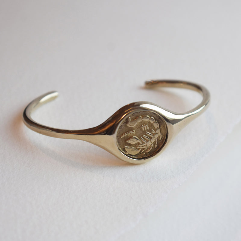 Signet Zodiac Coin Cuff Bracelet